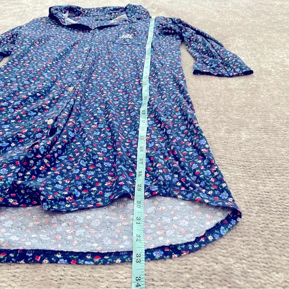Lauren‎ Ralph Lauren Small Navy Floral Cotton Button Front Nightshirt Pajamas - Picture 6 of 7